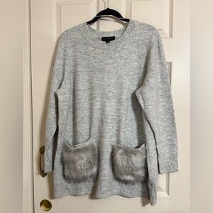 NEW Lane Bryant Gray Faux Fur Sweater  - Size 18/20